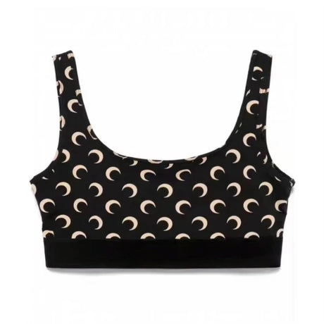 Trendy Full Print Cross Backless Sports Bra for Women High-Waisted Sexy Crop Top Fashion Streetwear Vest