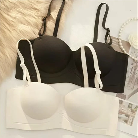 Sexy Seamless Half Cup Push-Up Bra Wire-Free Backless Stick-On Invisible Strapless for Small Breasts Underwear