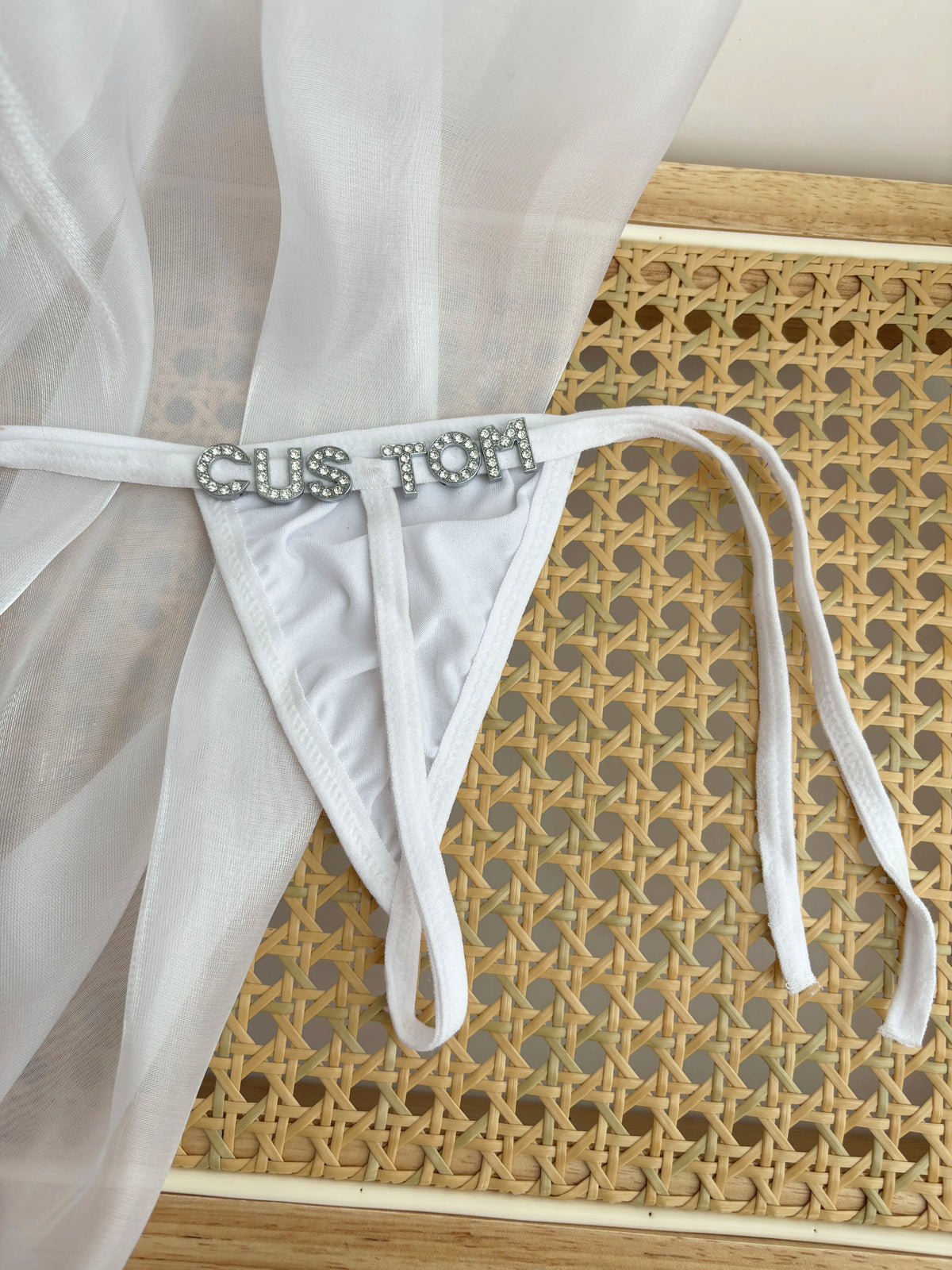 Personalized Custom Rhinestone Letter Name  Low Waist Strap Thong G-String Tanga Underwear Bikini Wife Girlfriend Custom Gift