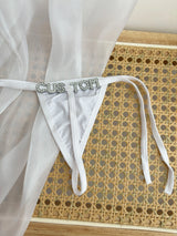 Personalized Custom Rhinestone Letter Name  Low Waist Strap Thong G-String Tanga Underwear Bikini Wife Girlfriend Custom Gift