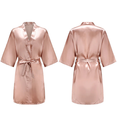 Women's Pure Short Silky Robes Bridesmaid Bride Party Satin Robes Sleepwear