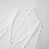 2025 Autumn Solid Backless Skinny Jumpsuits Women Sexy Deep V Neck Long Sleeve Slim Fitness Overalls Clubwear Street Rompers