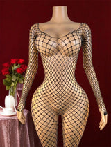 Babydolls Sexy Adult Open Crotch Body Stockings Female Black Women Fishnet Lingerie Underwear Transparent Bodysuit Costumes