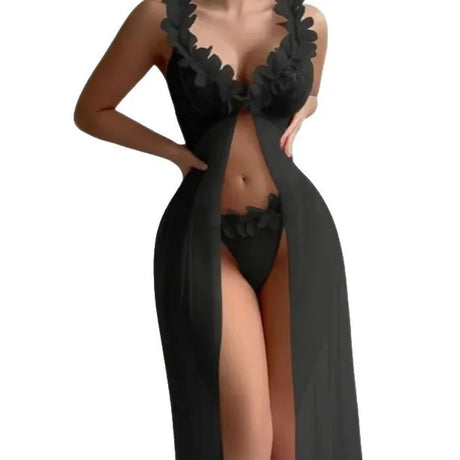 New Sexy Women Nightgowns Floral Sleepwear Summer Slip Night Dress Deep-V Lace Sleep Dress Mesh See Through Baby Doll Nightie