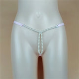 Sexy Massage Pearls Thong Women Panties Open Crotch G-string Erotic Lingerie Woman High Stretch Plus Size T Back Sex Accessories