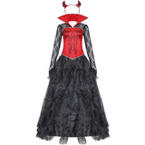 Carnival Halloween Lady Vampire Devil Costume Gothic Demonic Glamour Queen Playsuit Cosplay Fancy Party Dress