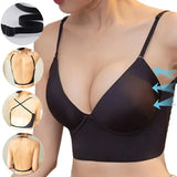 New Summer Invisible Push Up Bra Backless Women Bras Low Cut Sexy Plunge Brassiere Open Back Underwear Seamless Deep U Lingerie