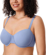 DELIMIRA Women Bras Underwear Push Up Inbarely Plus Balconette Bra Plus Size Full Coverage Seamless Unlined Underwire Bras