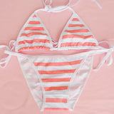 Women Sexy Lingerie Lolita Kawaii Striped Mini Bra Panties Set Japanese Anime Cosplay Underwear Naughty Erotic Costumes