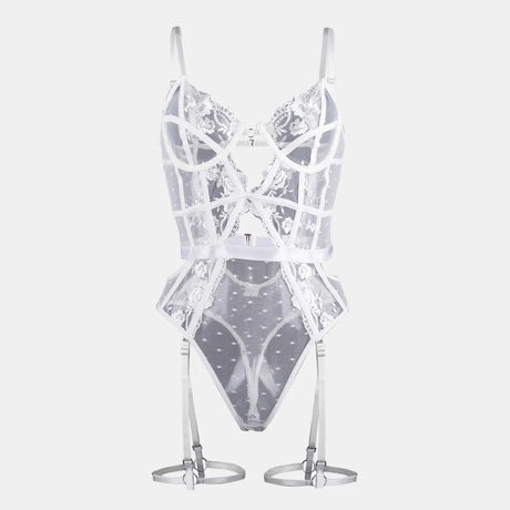 Toucheart Lace Sexy Skinny Babydoll Bodysuit Embroidery Erotic Private Adult Suit Solid Color Patchwork High Waisted Sexy Set