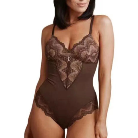 Soft Bodysuit Silky Touch Layer Bodysuits 2 Layers Shapewear Open Crotch Jumpsuit Soft Smooth Body Shaper Lace Bodysuits