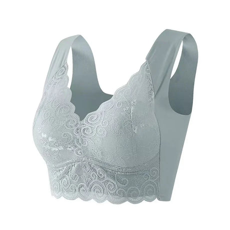 WomenBeautiful Back Bra Large Size Fat Mm Bra Gathered and Traceless Thin Cotton Strapless Underwear Without Steel Ring Vest