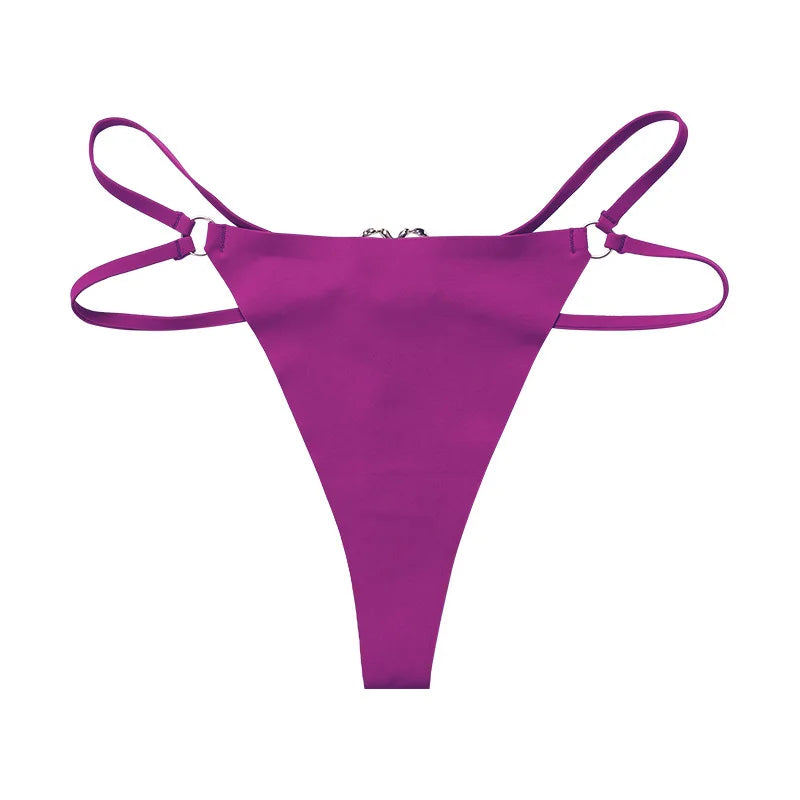 Iron Ring Sexy Women G String Briefs Ice Silk Panties Girls Underwear Thong Underpants Seamless Lingerie Plus Size S-XL