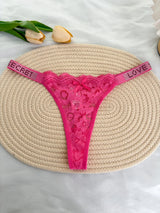 Custom Rhinestone Letter Name Thong Sexy Lace Panties Low-Rise Crystal Letter G-string Personalized Gift Wife Lover Anniversary