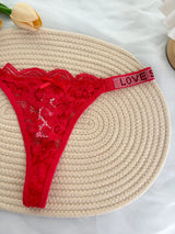 Custom Rhinestone Letter Name Thong Sexy Lace Panties Low-Rise Crystal Letter G-string Personalized Gift Wife Lover Anniversary