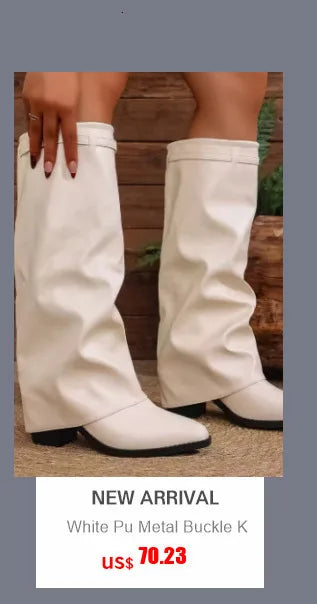 White Sexy Stiletto Heel Belt Buckle Over The Knee Boots Big Size 41-46 Pu Leather Thigh High Boots Shoes