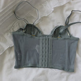 Three-Dimensional Embroidered Bra Sexy Lace Fish Bone Corset Widened Breasted With Steel Ring 2/1 Half Cup Bralette Underwear