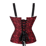 Gothic Corset Top With Straps Sexy Floral Zipper Brocade Overbust Lingerie Burlesque Body Shaper Lace Up Bustier Plus Size