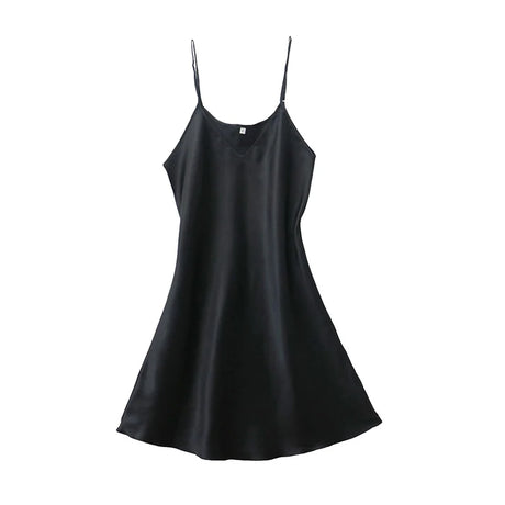 Women's Sexy Silk Satin Night Dress Sleeveless Nighties V-neck Nightgown Nightdress Plus Size Sleepwear Nightwear
