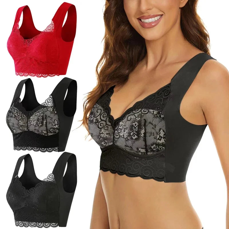 WomenBeautiful Back Bra Large Size Fat Mm Bra Gathered and Traceless Thin Cotton Strapless Underwear Without Steel Ring Vest