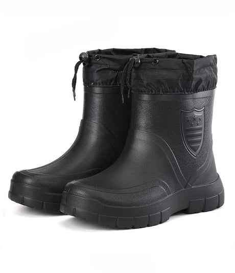 2024 Versatile Men's Rain Boots Waterproof outdoor lightweight shoe Velvet fashion short boot Casual comfort male water shoes