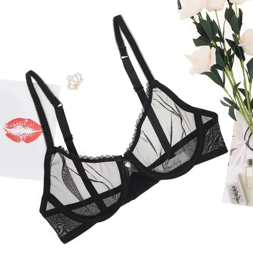 Transparent Bra Fully Sheer Mesh Bra Ultra-thin See-through Soft Underwire Bra Breathable Ultra-thin Beauty Back Sexy Bra