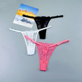 3PCS Adjustable Sexy Transparent Thong Panties Women Lace Underwear Low Waist Female T-back String Underpants