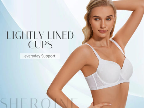 Sheroine Plus Size T-Shirt Bra, Push Up Underwire Lightly Padded Full Coverage Plunge Bras for Women Supportive Comfort