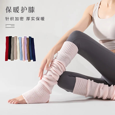 Women's Yoga Thigh-high Leg Warmers with Leg Protection, Long Tube Leg Coverings, Foot-stretching Knee-length Socks