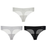 1/3pcs Ultra-Thin Ice Silk Thong Panties Women Seamless Transparent Low-Rise Quick Dry Underwear