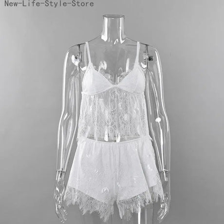 Women 2026 New European Style Lace Cami Top & Shorts Two Piece Pajama Set Elegant Soft Casual Home Sleepwear Suit