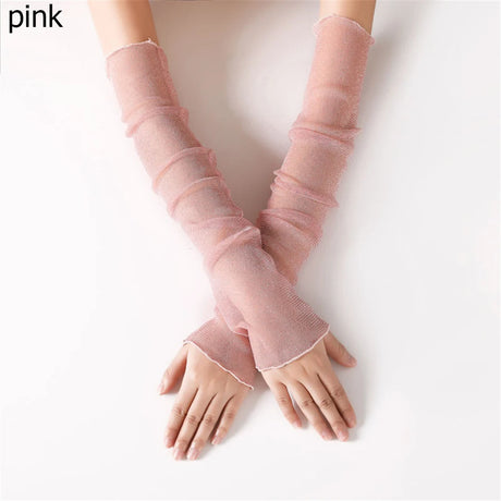 Cycling Bike Thin Arm Warmers Breathable Sunscreen Long-Sleeved Sun Protection Sleeves Driving Gloves Mesh Lace Gloves