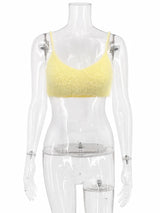 Tossy Crop Top Women Camisole Spaghetti Strap Scoop Neck Fuzzy Knit Party Club Sleeveless Slim Fit Spring Summer Y2K Casual Top