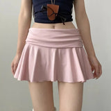 Waist-Flipping  Ruched Skirts Prevent Exposure Golf Sports Women Short Dress High Elasticity Athletic Short High Waist Skirt
