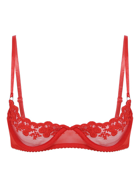 Women's Sexy Open Cup Bra Tops Sheer Floral Lace Underwire Push Up Bralette Cupless Lingerie Exposed Breast Underwear Nightwear
