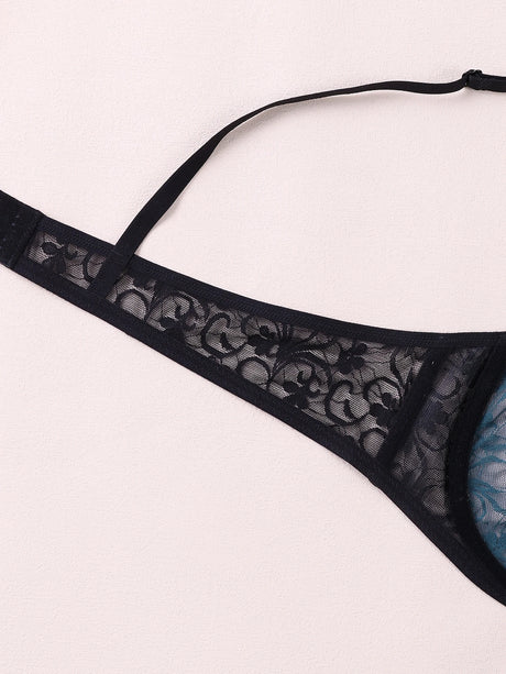 3 Pcs Women's Lace Bra Set Underwire Hollow out Embroidery Sexy plus Size Lingerie Tops Brassiere Underwear B C D E Cup