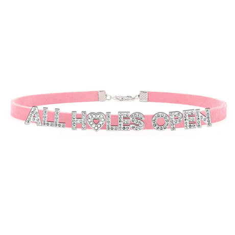Sexy Bad Words All Holes Open Letters Choker Necklace Women Men Suggestive Adult Chocker Collar Cosplay Custom Jewelry Gift