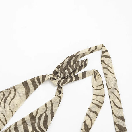 Halter V Neck Striped Print Tank Top Women Backless Sleeveless Bare Midriff Halter Crop Tops Female Tube Top Cropped Vest