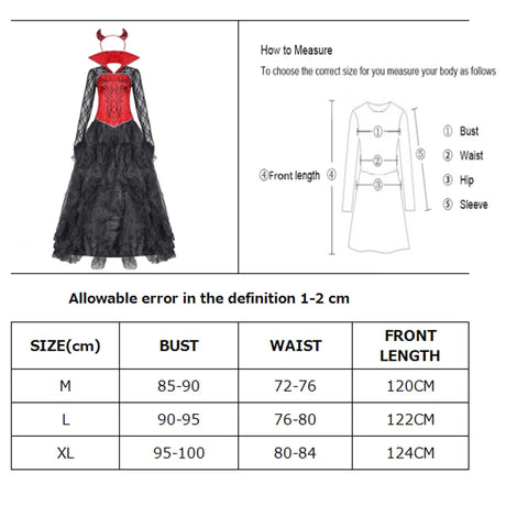 Carnival Halloween Lady Vampire Devil Costume Gothic Demonic Glamour Queen Playsuit Cosplay Fancy Party Dress