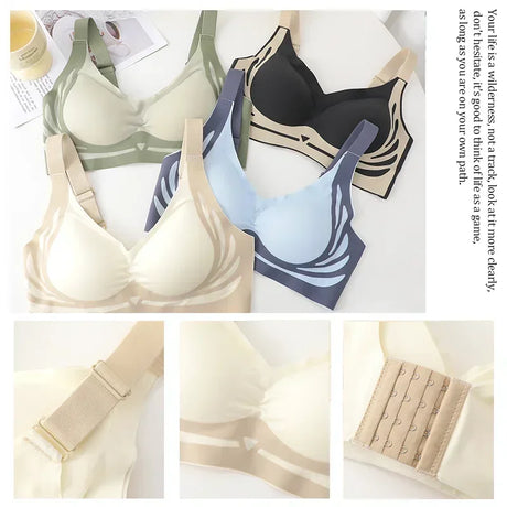 3Pcs/Set Women's Push-up Gather Wireless Bra Women Gathered Up Soft Support Adjustable Underwear Anti-sagging Seamless Bra M-2XL