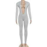 STYLISH LADY Cut Out Jumpsuits 2025 Autumn Women Long Sleeve V Neck Backless Bodycon Sexy Club Party Rompers Jumpsuits