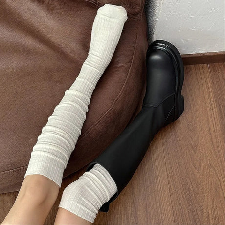 Fashion Pure Cotton Knee-high Socks Solid Color Keep Warm Calf Socks Foot Warmers Fall Winter