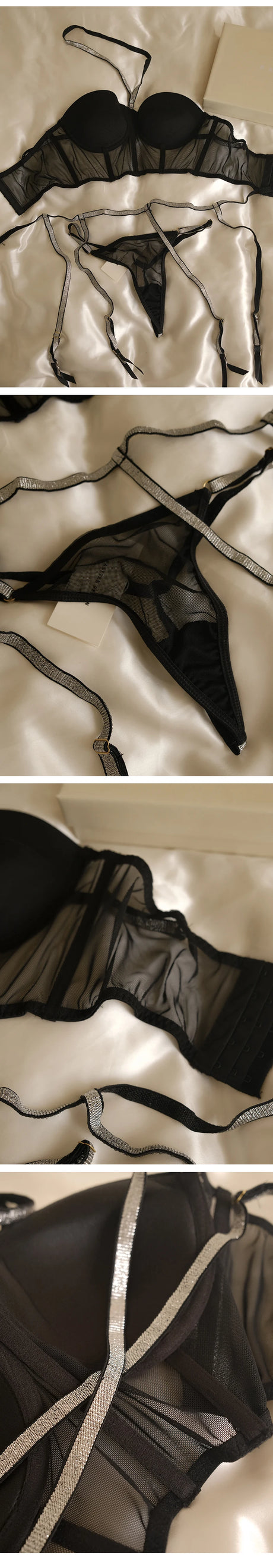 Fish Bones Bra Panty Tops Women Summer Bandage Nightwear Halter Hanging Neck Nighty Garter Belt Underwear Emo Love Lingeries