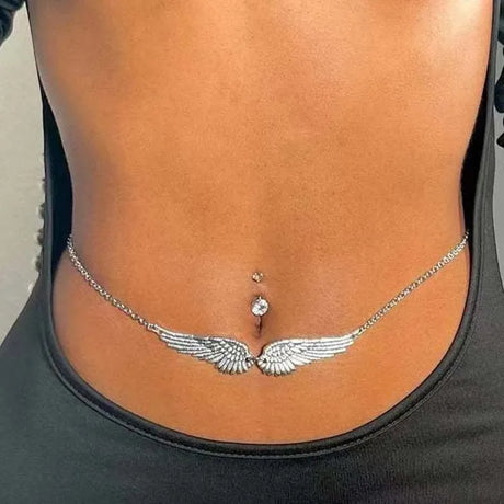 Antique Fashion Waist Chain for Women Charm Double Layer Angel Wings Body Chain Bikini Summer Beach Accessory Jewelry Gift