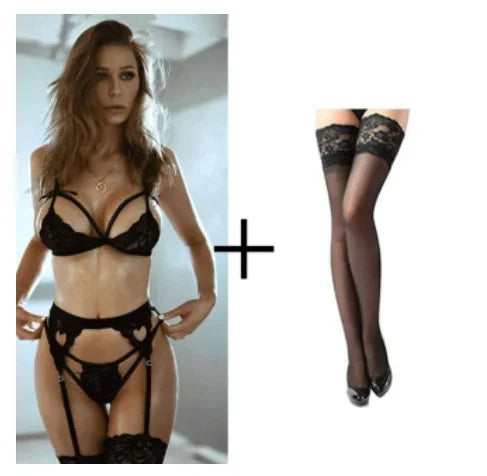 Hot Women Sexy Lingerie Set LaceTransparent Mesh Bra Thongs Underwire Lingerie Underwear Erotic Intimate Babydolls Underwear