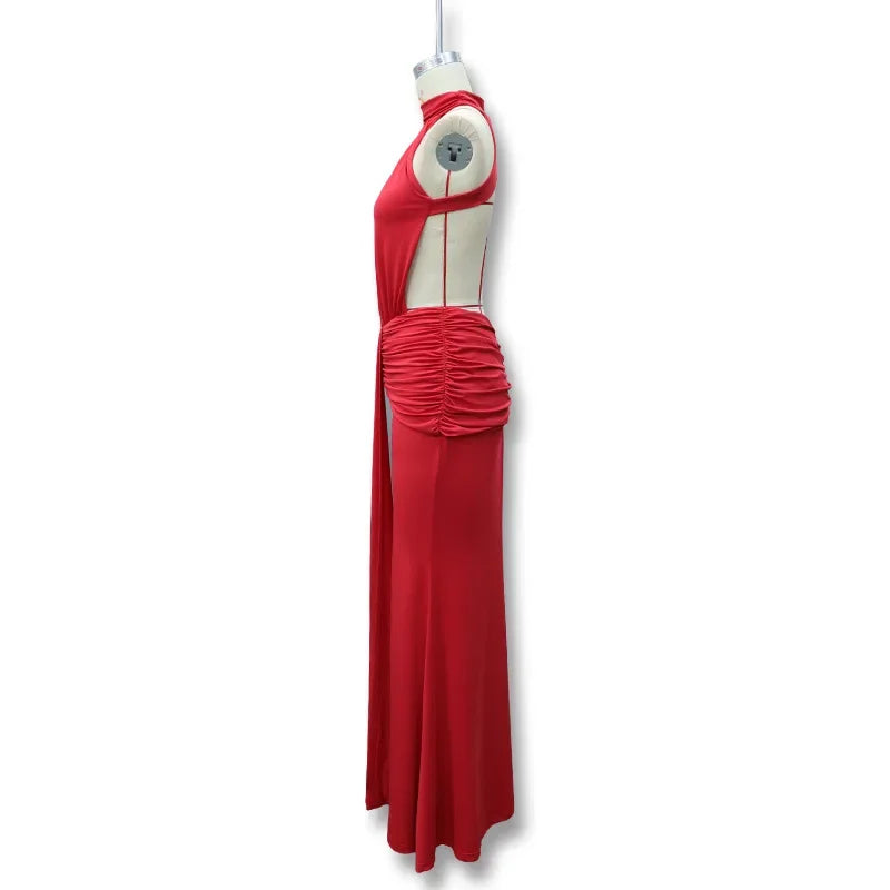 Women Solid Color Mermaid Evening Dress Sexy Open‑Back Slim Floor‑Length Long Gown Formal Banquet Party Maxi Dresses For Ladies