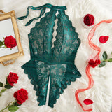 Transparent Lingeries Deep V Woman Underwear Set Backless G String Crotchless Bodysuit Push Up Bra and Panties Sets for Woman