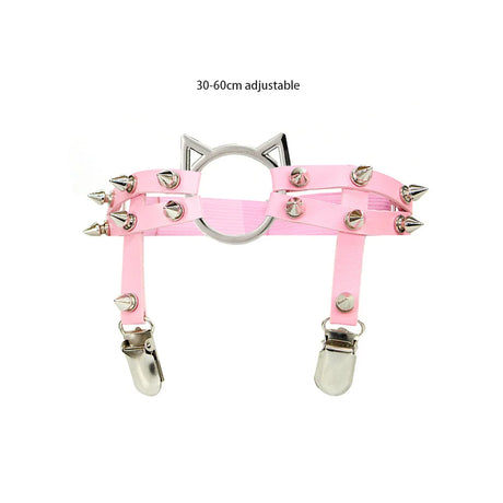 Sexy Leather Spike Garter Belt Elastic Leg Anklet Girl Women Harness Goth Rock Gothic Rivet Punk Cat Thigh Garter