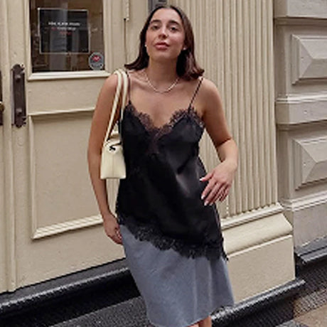 HXAO Lace Asymmetrical Top Women Tanks & Camis Summer 2025 Black Slip Sleeveless Top  Ladies y2k Backless Off Shoulder Camisole
