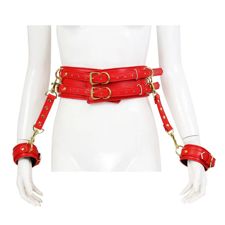 Leather BDSM Harness Woman Accessories Set Fetish Lingerie Body Bondage Gear Waist Thigh Restraints Cuffs Garter Belt Sex Toys